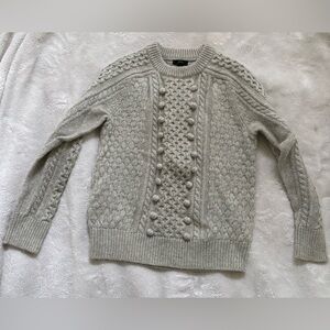 J. Crew Women's Pom-Pom Cable Knit Sweater - Light Gray
